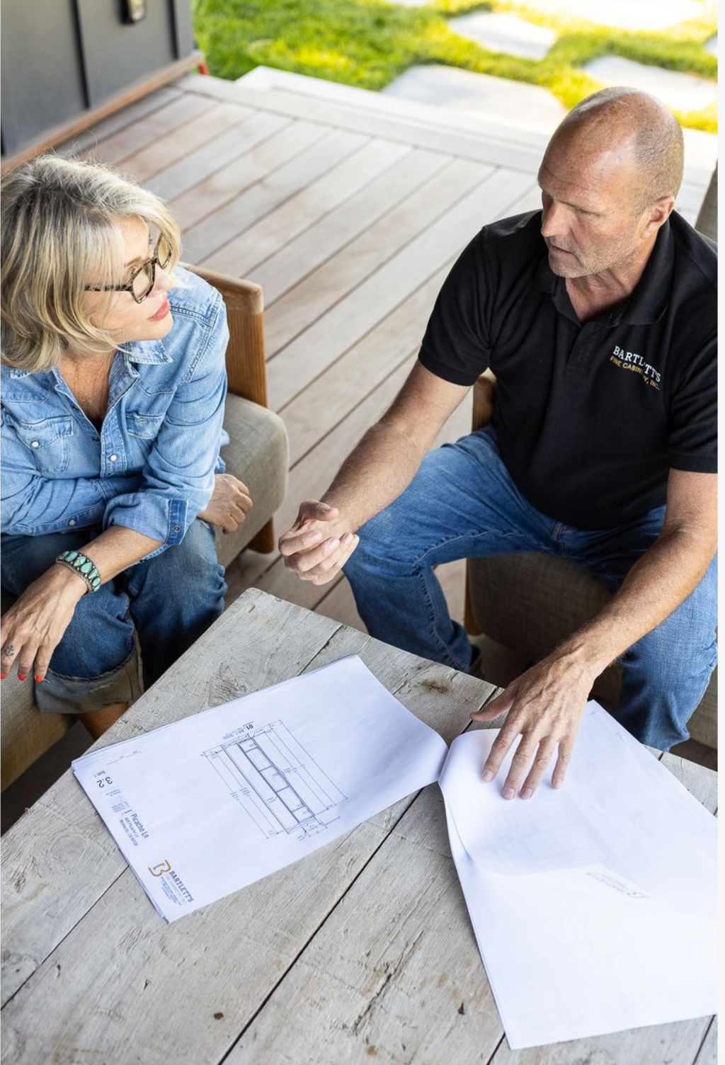 Devall and Clif Bartlett reviewing plans at Adobe Canyon