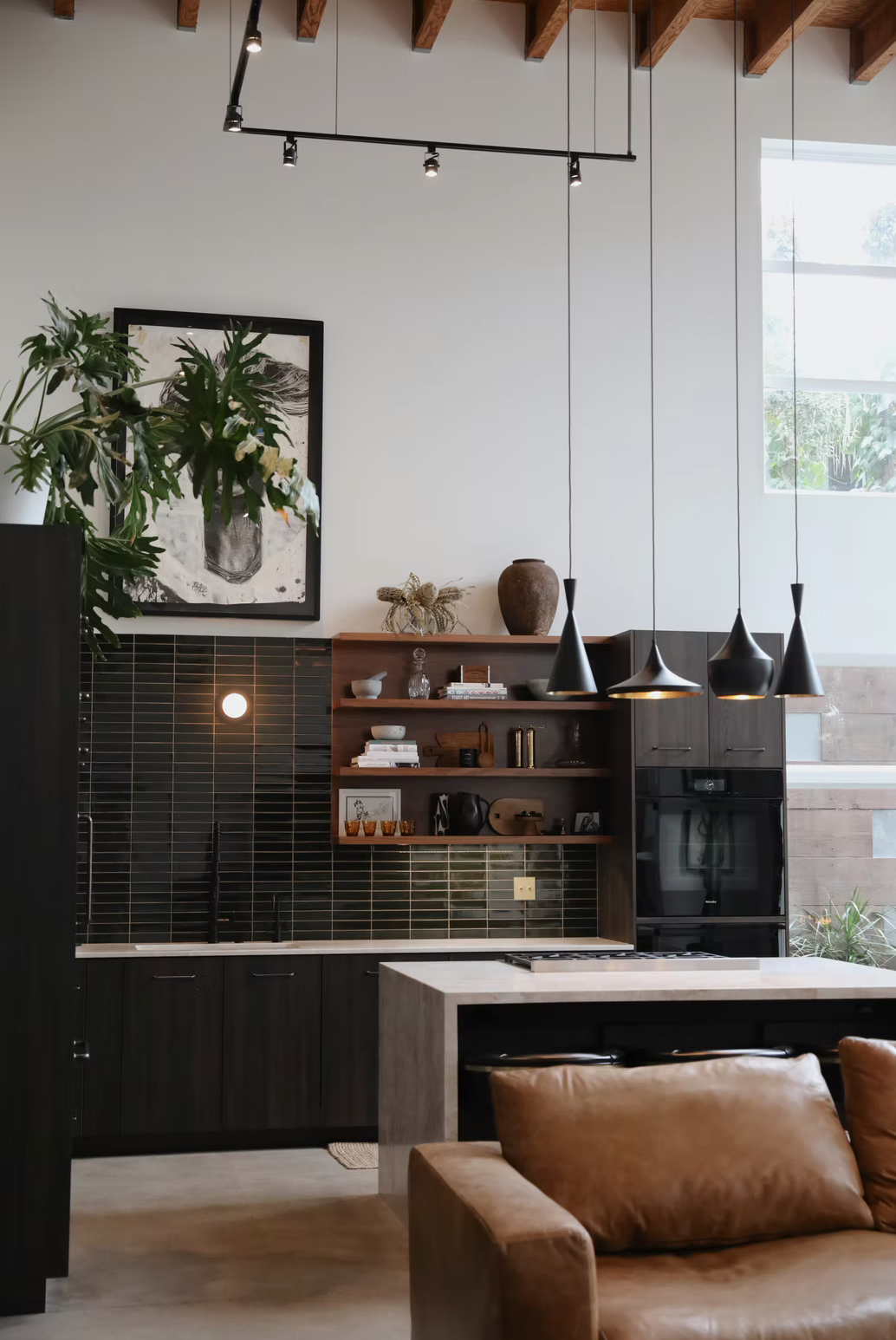 Dark kitchen at the Venice loft